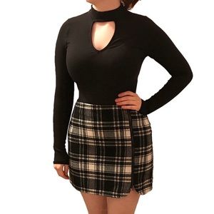 Hollister black and white wool plaid mini skirt size 3